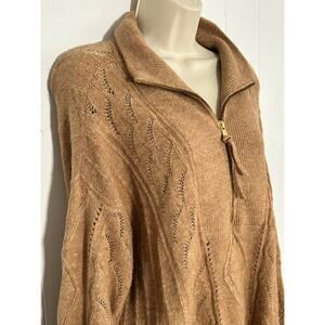 Talbots Camel Sweater Women Med Quarter Zip Full Sleev Super Soft Lightweight XC